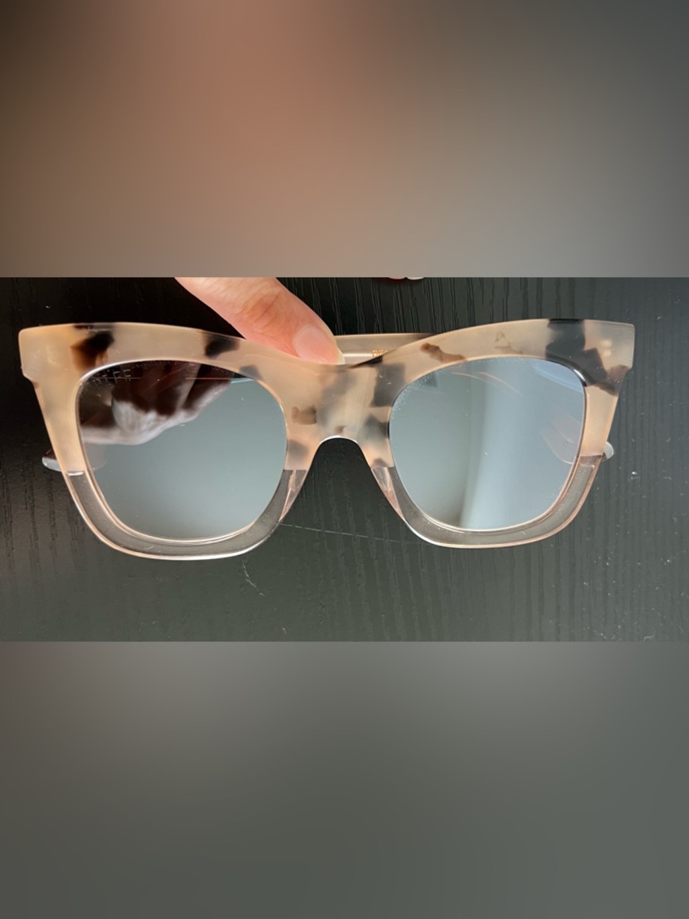 DIFF Translucent Tortoiseshell Sunglasses with Mirror Lenses